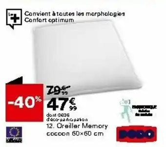 Oreiller Memory cocoon 60x60 cm