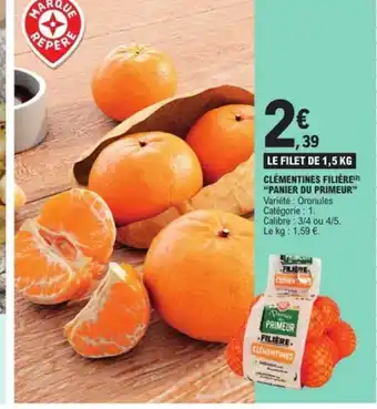 E.Leclerc CLÉMENTINES FILIÈRE PANIER DU PRIMEUR offre