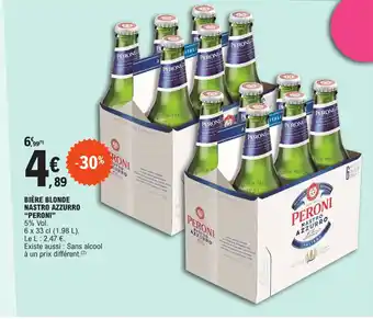 E.Leclerc BIÈRE BLONDE NASTRO AZZURRO "PERONI" offre