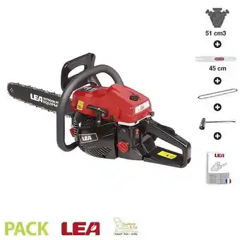 Tronçonneuse thermique 50,8 cm3 guide 45 cm anti vibration lea le32508-45a