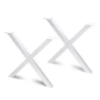 Bricomarché Emuca pieds cross pour table, 695, peint en blanc, acier offre