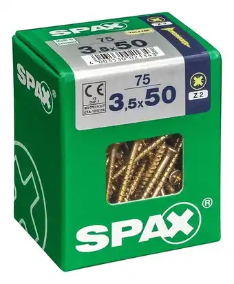 Bricomarché Lot de 75 vis acier tête fraisée pozidriv spax, diam.3.5 mm x l.50 mm offre