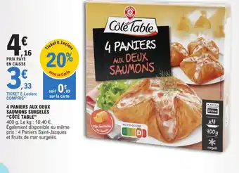 E.Leclerc 4 PANIERS AUX DEUX SAUMONS SURGELÉS "CÔTÉ TABLE" offre
