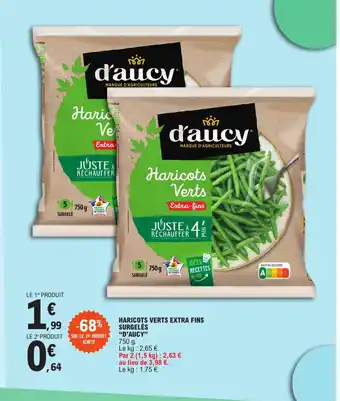 E.Leclerc HARICOTS VERTS EXTRA FINS SURGELÉS "D'AUCY" offre