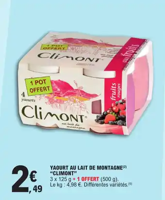 E.Leclerc YAOURT AU LAIT DE MONTAGNE(²) "CLIMONT" offre