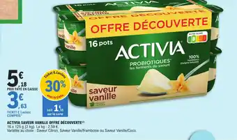 E.Leclerc ACTIVIA SAVEUR VANILLE OFFRE DÉCOUVERTE (²) offre