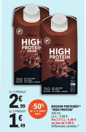 E.Leclerc BOISSON PROTEINÉE(³) "HIGH PROTEIN" 500 ml. offre