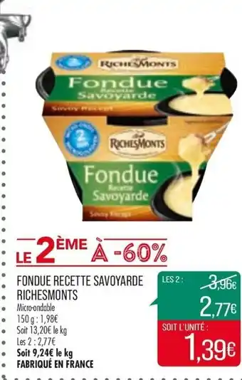 Match Fondue Recette Savoyarde offre