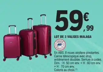 E.Leclerc LOT DE 3 VALISES MALAGA offre