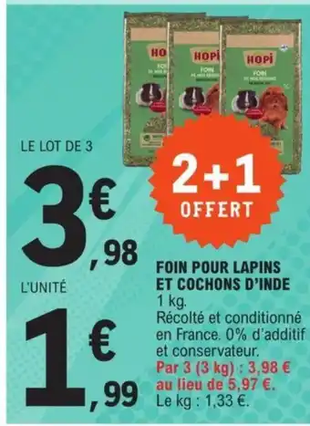 E.Leclerc FOIN POUR LAPINS ET COCHONS D'INDE offre