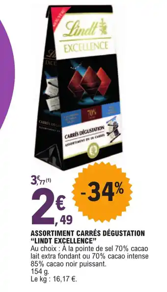 E.Leclerc ASSORTIMENT CARRÉS DÉGUSTATION "LINDT EXCELLENCE" offre