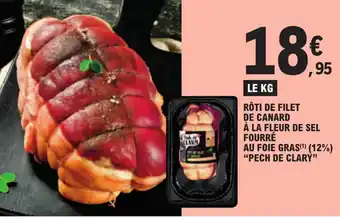 E.Leclerc RÔTI DE FILET DE CANARD À LA FLEUR DE SEL FOURRÉ AU FOIE GRAS(¹) (12%) "PECH DE CLARY" offre