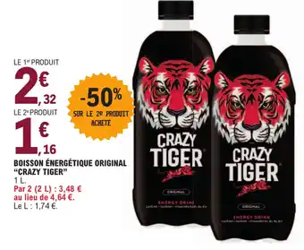 E.Leclerc BOISSON ÉNERGÉTIQUE ORIGINAL "CRAZY TIGER" offre