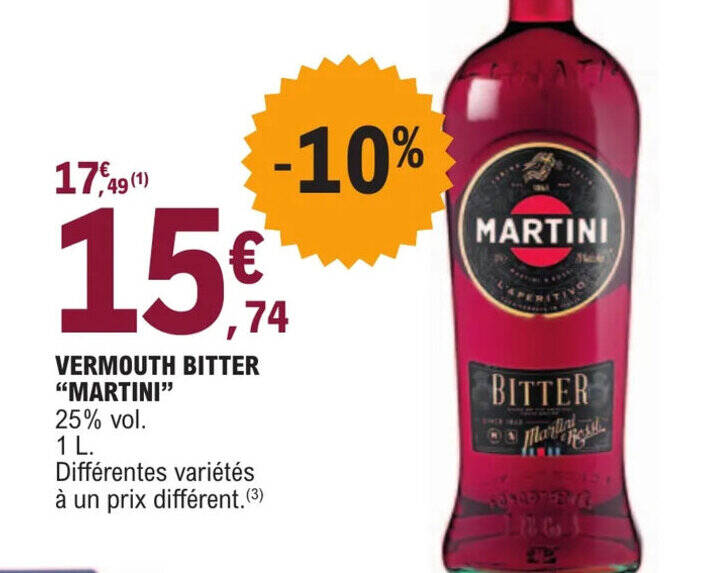 Promo VERMOUTH BITTER "MARTINI" chez E.Leclerc