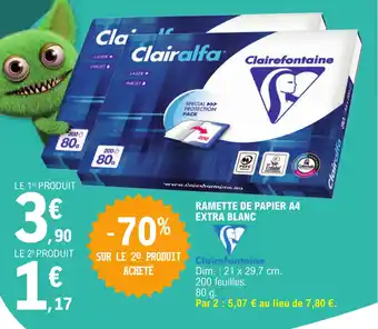 E.Leclerc RAMETTE DE PAPIER A4 EXTRA BLANC offre