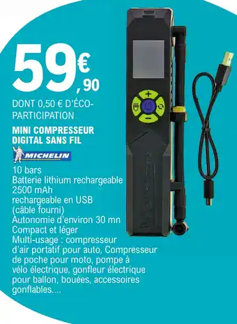E.Leclerc MINI COMPRESSEUR DIGITAL SANS FIL offre