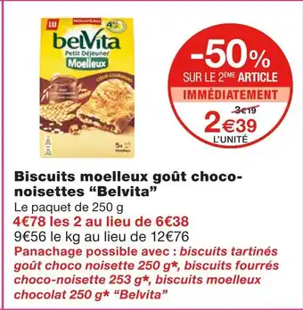 Monoprix Belvita biscuits moelleux goût choconoisettes offre