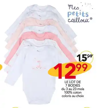 Stokomani Mes petits cailloux le lot de 7 bodies offre