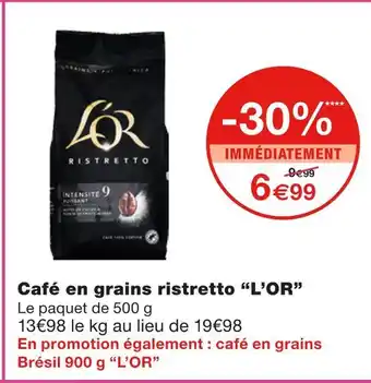 Monoprix L’or café en grains ristretto offre