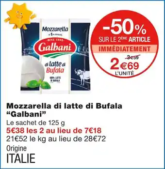 Monoprix Galbani mozzarella di latte di bufala offre