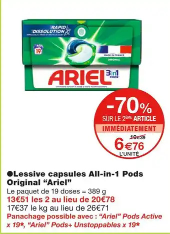 Monoprix Ariel ●lessive capsules all-in-1 pods offre
