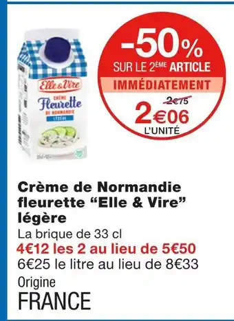 Monoprix Elle & vire crème de normandie fleurette légère offre
