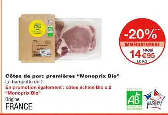 Monoprix Monoprix bio côtes de porc premières offre