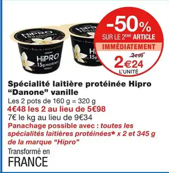 Monoprix Danone spécialité laitière protéinée hipro vanille offre