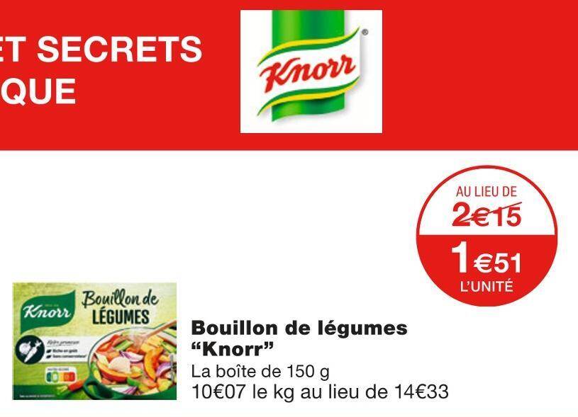 Promo Knorr bouillon de légumes chez Monoprix