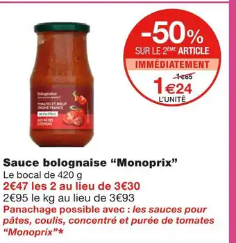 Monoprix Monoprix sauce bolognaise offre