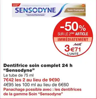 Monoprix Sensodyne dentifrice soin complet 24 h offre