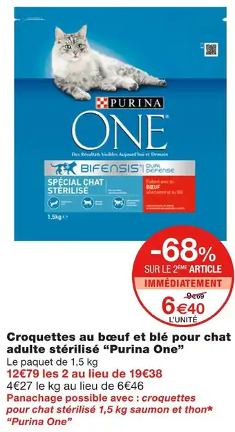 Monoprix Purina one croquettes au bœuf et blé pour chat adulte stérilisé offre