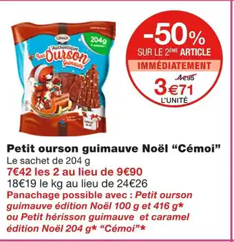 Monoprix Cémoi petit ourson guimauve noël offre