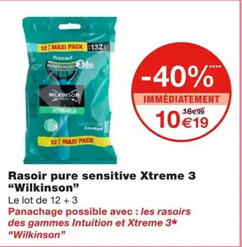 Monoprix Wilkinson rasoir pure sensitive xtreme 3 offre