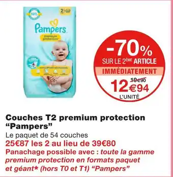Monoprix Pampers couches t2 premium protection offre