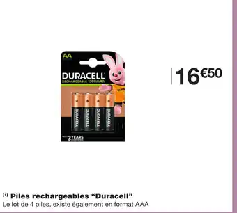 Monoprix Duracell piles rechargeables offre