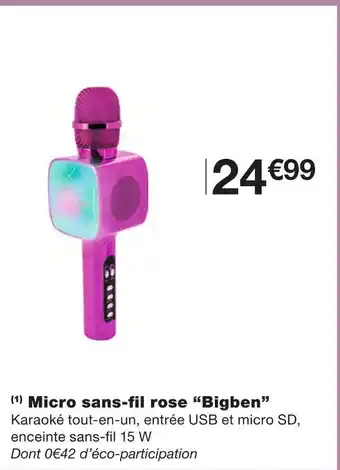 Monoprix Bigben micro sans-fil rose offre