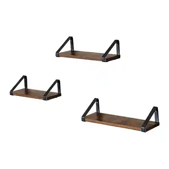 Lewus - étagère murale style rustique couloir/chambre/salon - 40x12x11 cm - lot de 3 étagères - marron