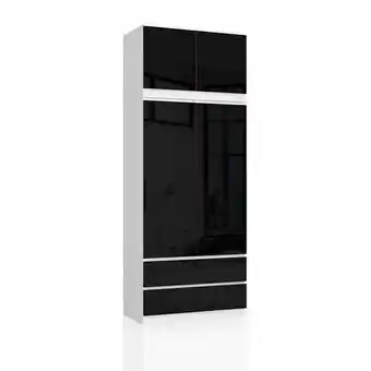 Bricomarché Selia - armoire avec rehausse style moderne chambre à coucher - 90x234x51 - dressing - noir offre