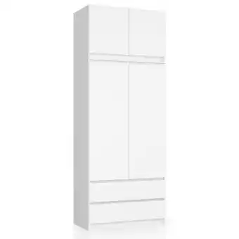 Bricomarché Selia - armoire avec rehausse grande style moderne chambre à coucher - 90x234x51 - 2 tiroirs - blanc offre