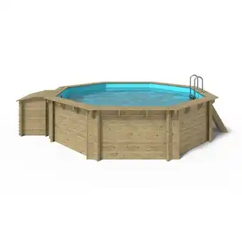 Bricomarché Piscine de jardin en bois - 4,28m x 4,28m x h.1,20m - octagonal - coffre de filtration compris offre