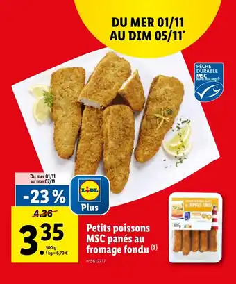 Lidl Petits poissons MSC panés au fromage fondu (2) offre