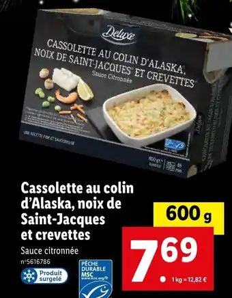 Lidl Cassolette au colin d'Alaska, noix de Saint-Jacques et crevettes offre