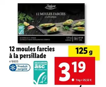 Lidl 12 moules farcies à la persillade offre