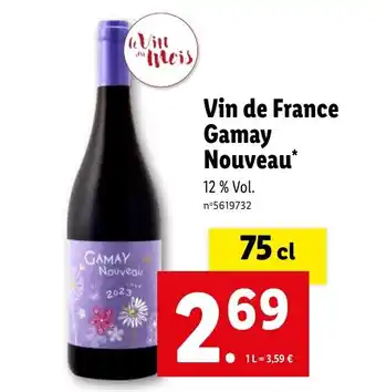Lidl Vin de France Gamay Nouveau* offre
