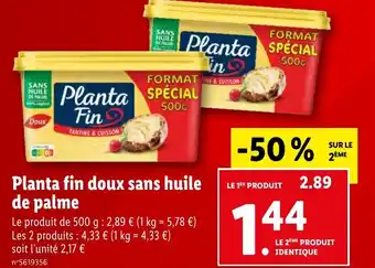 Lidl Planta fin doux sans huile de palme offre