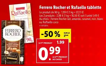 Lidl Ferrero Rocher et Rafaello tablette offre