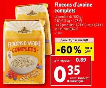 Lidl Flocons d'avoine complets offre