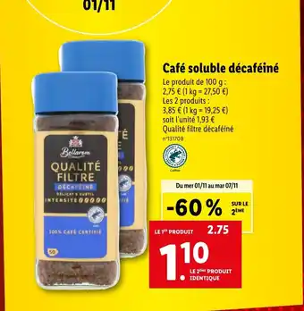 Lidl Café soluble décaféiné offre