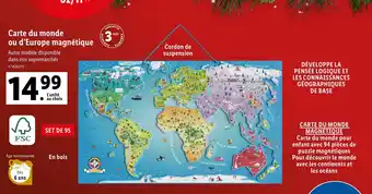 Lidl Carte du monde ou d'Europe magnétique offre